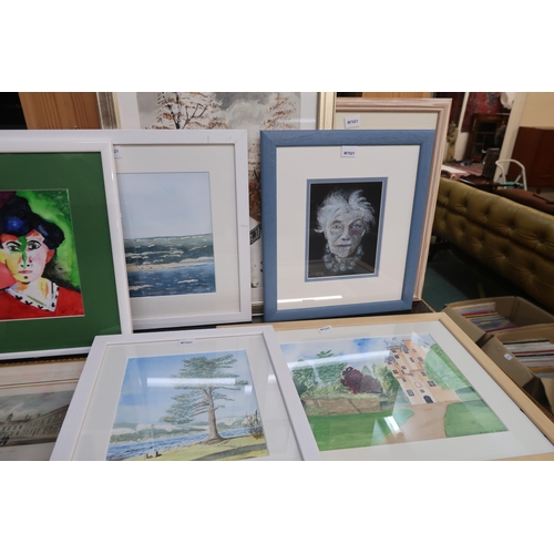 122 - A box of assorted framed prints