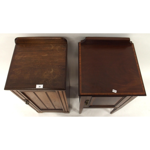 39 - A lot of two assorted Victorian mahogany bedside cabinets, first 81cm high x 35cm wide 34cm deep and... 