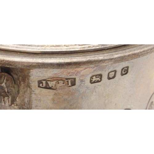 408 - A silver miniature trophy cup and cover, the body with repousse acanthus leaf decoration, with a kno... 