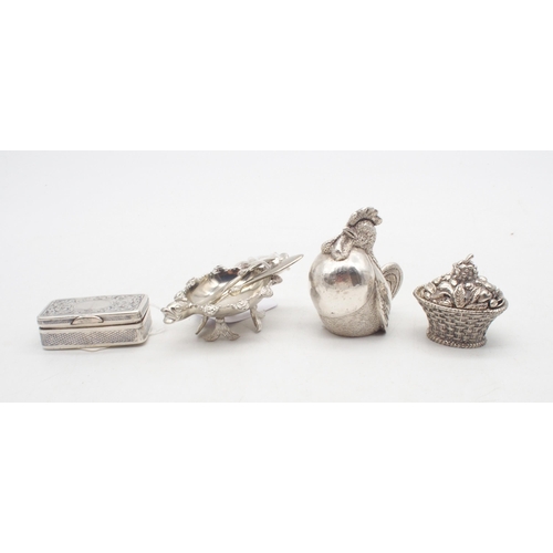 434 - A collection of silver and plate including an Italian silver hen, by Alessandro Magrino, a silver pl... 