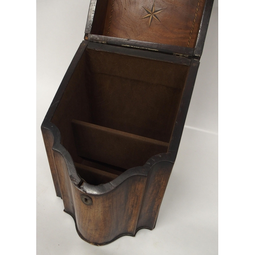 49 - A 19th century mahogany veneered knife box, 36cm high x 23cm wide x 25cm deep