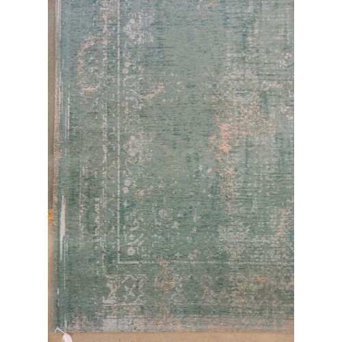 69 - A modern aqua ground Belgian Louis de Poortere rug with distressed Kashan design, 240cm long x 170cm... 