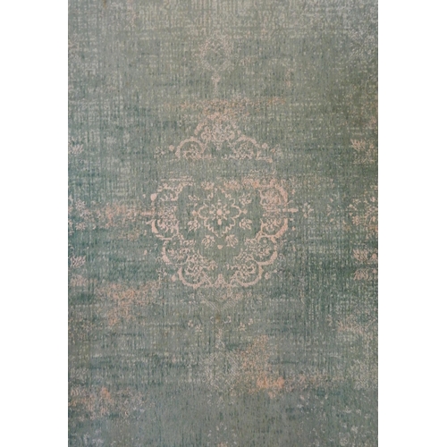 69 - A modern aqua ground Belgian Louis de Poortere rug with distressed Kashan design, 240cm long x 170cm... 