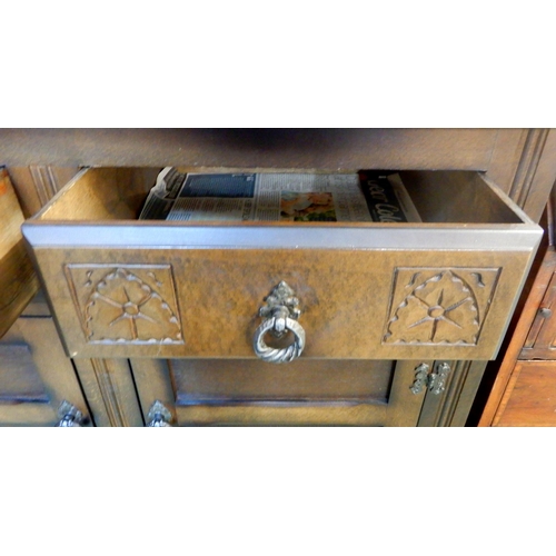 71 - A 20th century mahogany kitchen dresser with plate rack over two drawers over pair of cabinet doors,... 