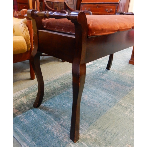 79 - A mahogany framed duet piano stool and a two tier plant stand (2)