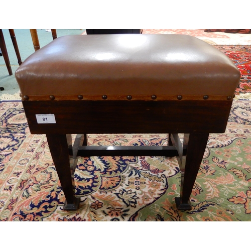 81 - A mahogany framed adjustable piano stool, 45cm high x 52cm wide x 35cm deep