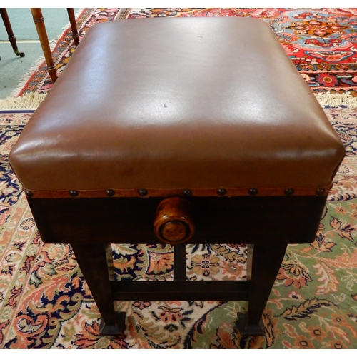 81 - A mahogany framed adjustable piano stool, 45cm high x 52cm wide x 35cm deep