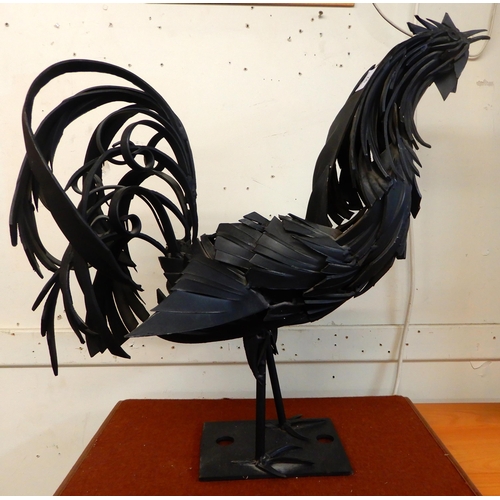 92 - A 20th century metal sculpture of a rooster, 61cm highPlease note this lot has VAT on the hammer pri... 