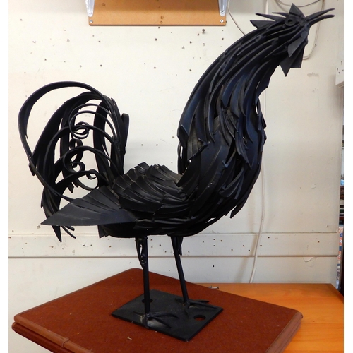 92 - A 20th century metal sculpture of a rooster, 61cm highPlease note this lot has VAT on the hammer pri... 