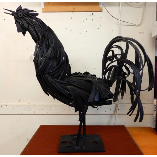 92 - A 20th century metal sculpture of a rooster, 61cm highPlease note this lot has VAT on the hammer pri... 