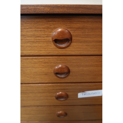 98 - A mid 20th century Schreiber eight drawer chest, 109cm high x 51cm wide x 43cm deep