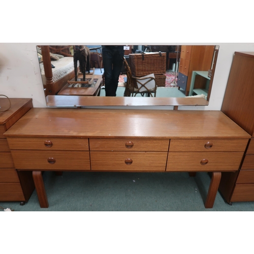 99 - A mid 20th century teak Schreiber six drawer dressing table, 113cm high x 149cm wide x 44cm deep