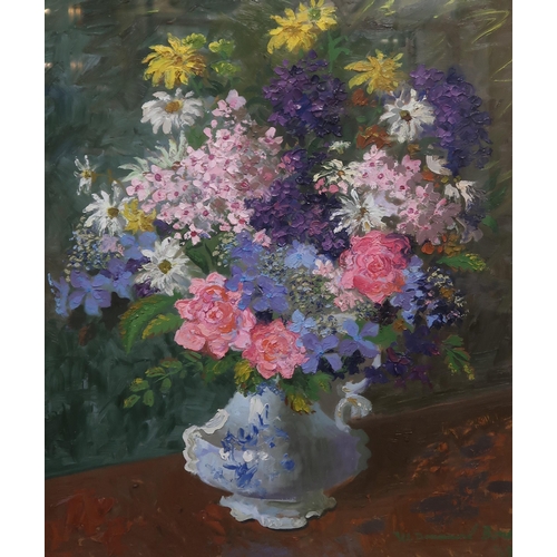 1014 - WILLIAM DRUMMOND BONE (SCOTTISH 1907-1979)STILL LIFE OF SUMMER FLOWERS IN VASEOil on board, signed l... 