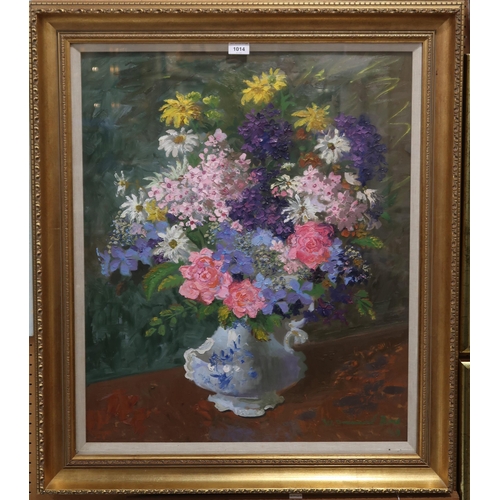 1014 - WILLIAM DRUMMOND BONE (SCOTTISH 1907-1979)STILL LIFE OF SUMMER FLOWERS IN VASEOil on board, signed l... 