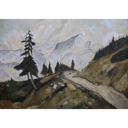 1026 - GERMAN SCHOOL DEUTSCHE ALPEN Oil on board, signed lower left, 60 x 79cmTogether with another, N M CA... 