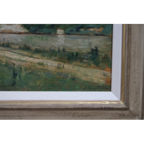 1031 - JOHN SIDNEY STEEL (SCOTTISH 1863-1932)TUSCAN LANDSCAPEOil on board, signed lower right, 22 x 31cm&nb... 