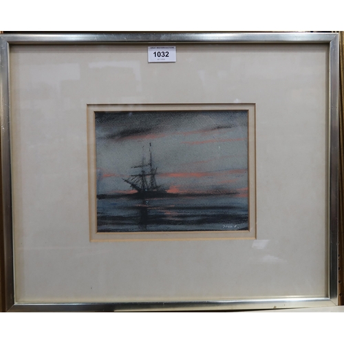 1032 - ERNEST BURNETT HOOD (SCOTTISH 1932-1988)SUNSET NANTUCKETMixed media, signed lower right, 17 x 21cmTi... 