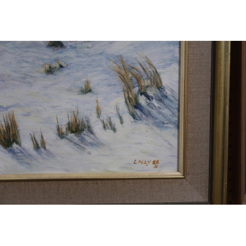 1034 - SIGNED 'LALLY' SNOWY LANDSCAPE Oil on canvas, signed lower right, dated, 45 x 59cm ... 