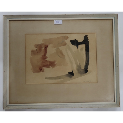 1040 - WILLIAM JOHNSTONE (1897-1981)UNTITLED Ink/watercolour, signed lower right, dated (19)59, 16 x 2... 