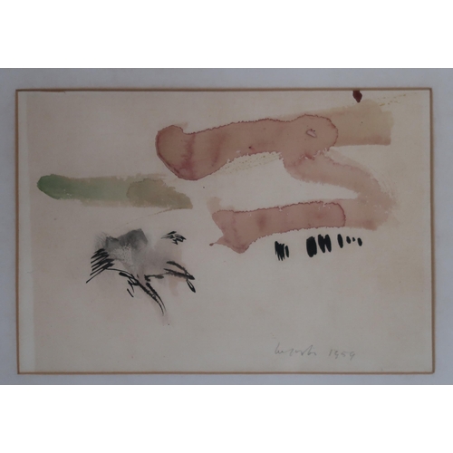 1040 - WILLIAM JOHNSTONE (1897-1981)UNTITLED Ink/watercolour, signed lower right, dated (19)59, 16 x 2... 