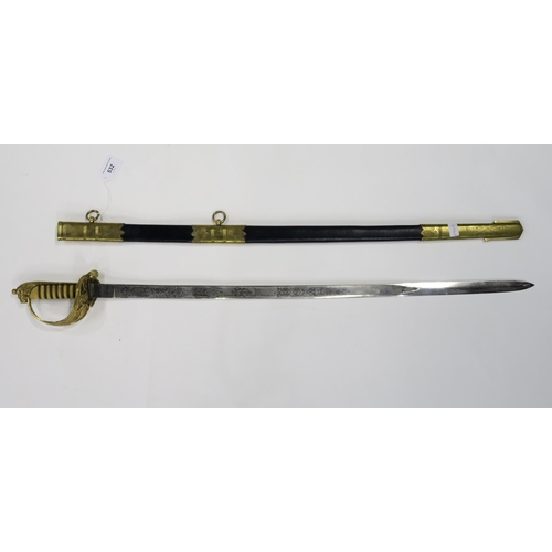 532 - A reproduction Royal Navy officer's 1827 pattern dress sword, the blade measuring approx. 79.5cm lon... 