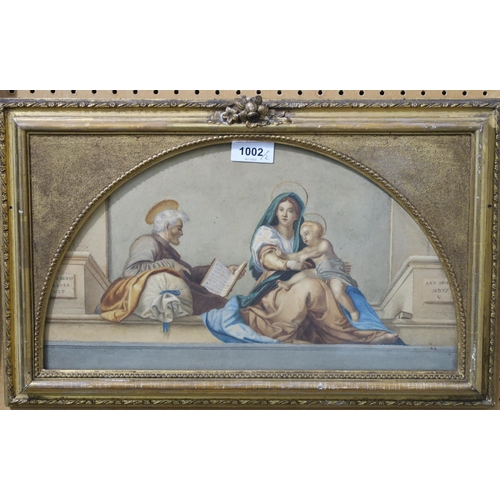 1002 - AFTER FRA ANGELICO The Holy Family, watercolour, 21 x 38cm and JAMES CADENHEAD Scanty Pastures,... 