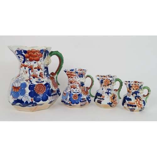 779B - A set of 4 graduated ironstone jugs in the Imari palette with Masons backstamp