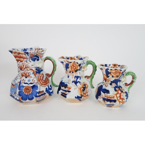 779B - A set of 4 graduated ironstone jugs in the Imari palette with Masons backstamp