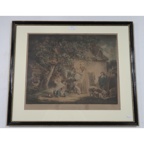 999 - AFTER GEORGE MORLAND Cottagers, engraving, and William Shakespeare within carved oak frame (2)... 