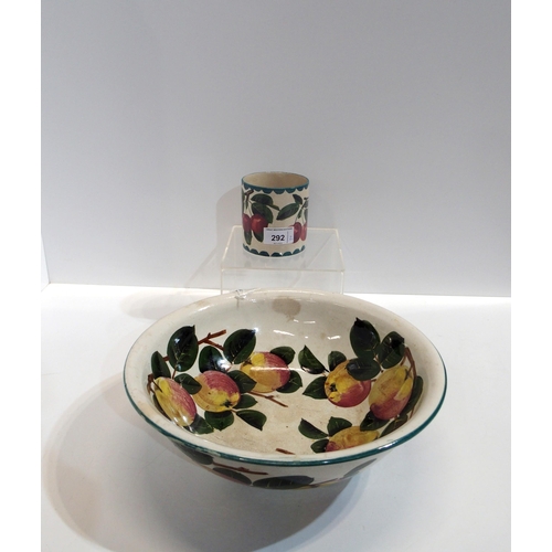 292 - A Wemyss apple pattern bowl together with a cherry painted pot