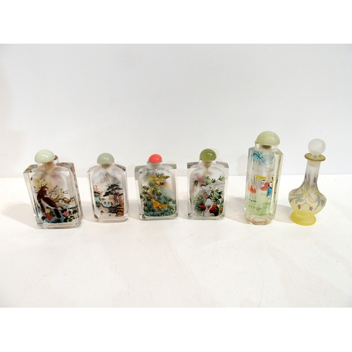 304 - A collection of internally painted snuff bottles and other examples