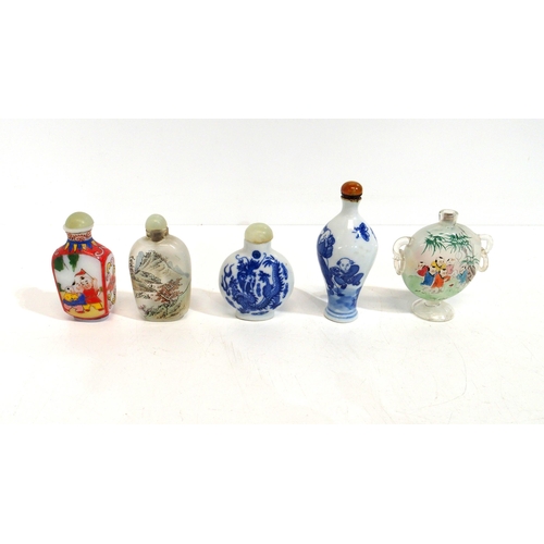 304 - A collection of internally painted snuff bottles and other examples