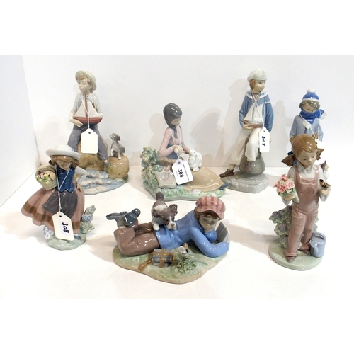 308 - Seven Lladro figures of children