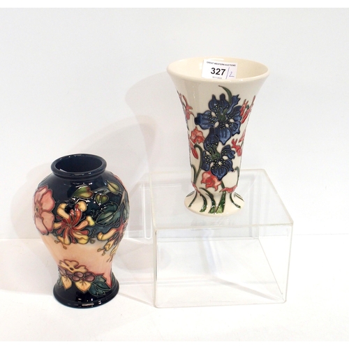 327 - A Moorcroft Delphinium vase, 15.5cm high together with an Oberon pattern vase