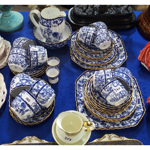 360 - A Spode blue and white tea/coffee set decorated with flowers, pattern number 3742