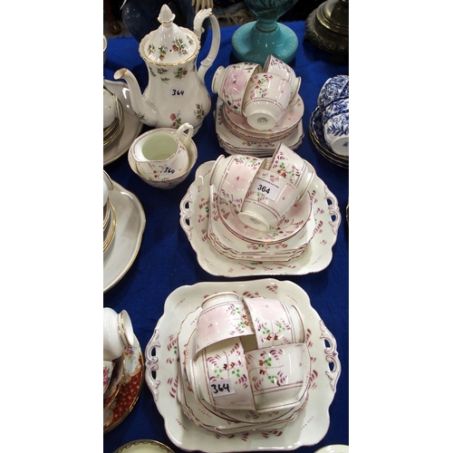 364 - An Allertons teaset with pink lustre decoration together with a Royal Albert Winsome coffee pot