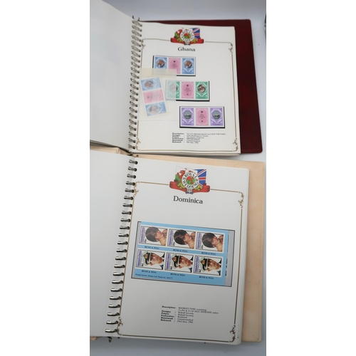 655 - 1981 Charles and Diana Wedding stamps in two albums and one unused album, not complete but with many... 