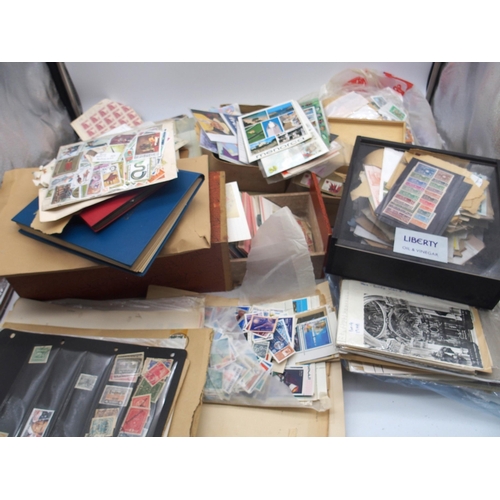 676 - Large box with stamps on pieces, various mint, remainders etc.