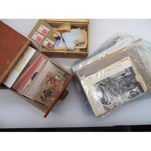 676 - Large box with stamps on pieces, various mint, remainders etc.