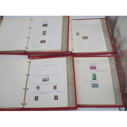 679 - A collection of British and international stamps, including five various hallmarked silver ingot 