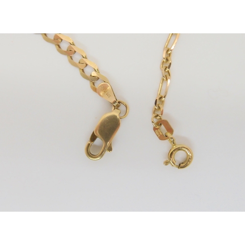711 - A 9ct gold bright cut curb chain, length 46cm, together with an Italian fancy chain, length 46cm, we... 