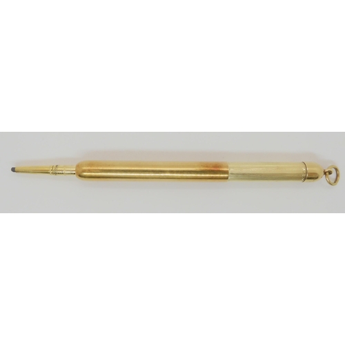 754 - A 14k gold Tiffany propelling pencil, length open 12.5cm, closed 7.3cm, stamped Tiffany & Co, 14... 