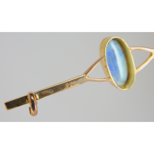 773 - A 9ct gold opal brooch, approx size of the solid opal 11.5mm x 5.5mm x 3.3mm in milgrain setting, we... 