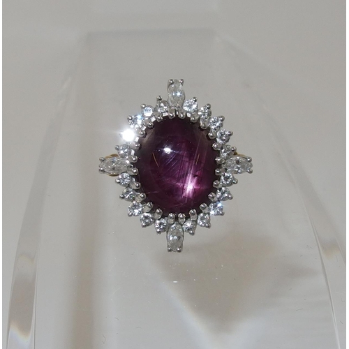 117 - A substantial 18ct gold star ruby and diamond ring