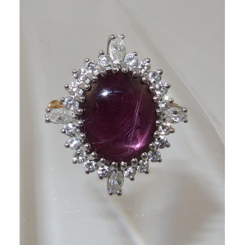 117 - A substantial 18ct gold star ruby and diamond ring