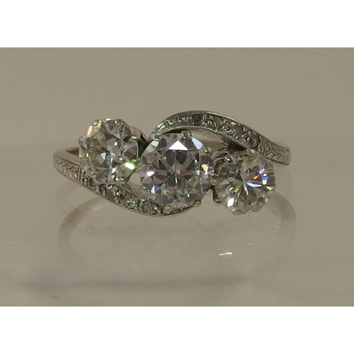 118 - An old cut three stone diamond ring