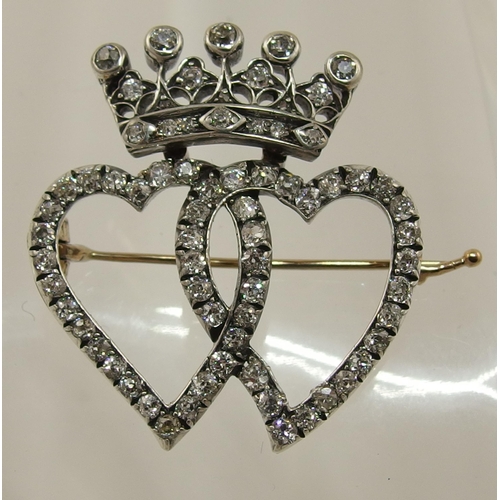 134 - A diamond set luckenbooth brooch