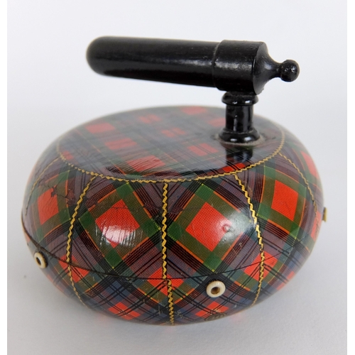 287 - A pair of Mauchline Tartan Ware thread holder curling stones