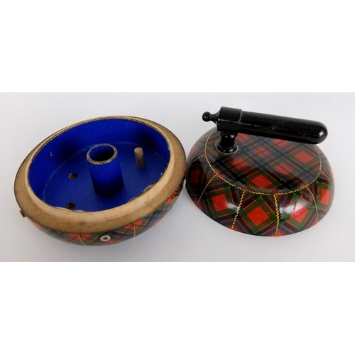 287 - A pair of Mauchline Tartan Ware thread holder curling stones