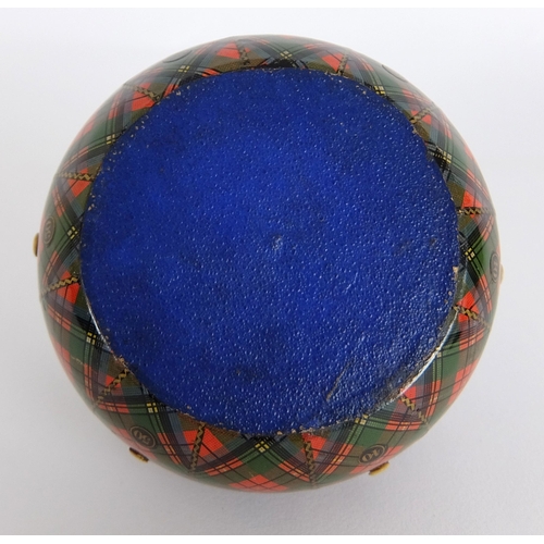 287 - A pair of Mauchline Tartan Ware thread holder curling stones